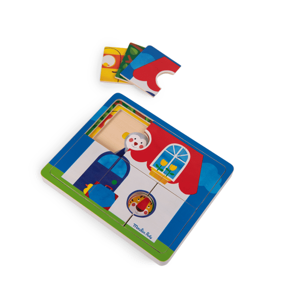 Ξύλινο Παζλ 3 επιπέδων 661103 Les Popipop Moulin Roty - Image 6